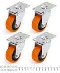 3 Inch PU Swivel Caster Wheels Set Of 4 With Screws for Utility Carts and Tool Storage Heavy Duty 360 Degree Rolling Casters