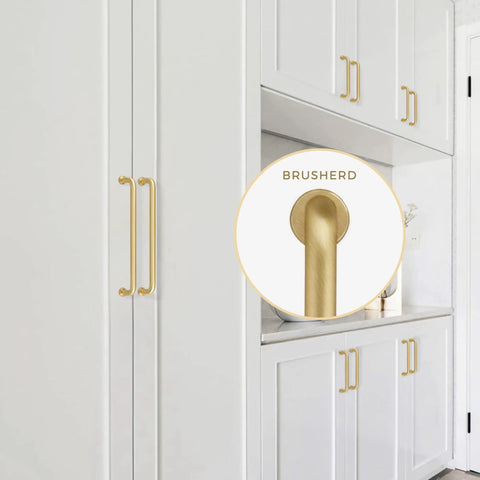 Solid Brass Cabinet Pulls 6.3 Inch 160mm Hole Center Heavy Duty Drawer And Dressing Table Handles 5Pcs on white cabinets