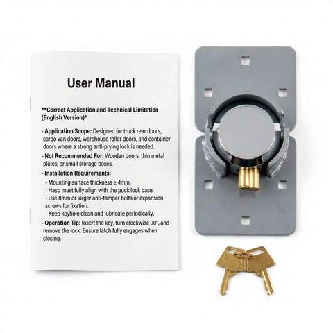 Heavy Duty Puck Lock And Hasp With Hidden Shackle High Security Steel Padlock Keyed Alike with manual and two keys