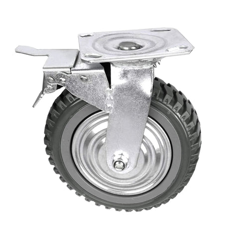 Six Inch Rubber Caster Wheels Heavy Duty Anti Skid Swivel Casters With Silent 360 Degree Rotation Ball Bearings
