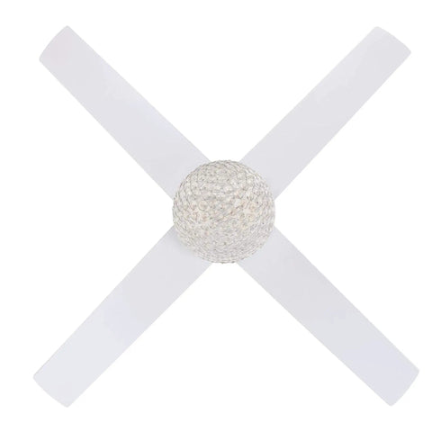 52 Inch Brushed Nickel Indoor Ceiling Fan With Dimmable LED Light Kit, Crystal Jewel Shade, Reversible White And Silver Blades top view