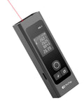 Beast Mode Laser Distance Meter With 393 Ft Range Type C Rechargeable Handy Tool For Construction Tiling And DIY Area Volume Pythagorean Calculations 1.4 Inch Black LCD, black handheld meter with backlit display and laser