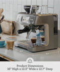 Top Shelf Automatic Espresso Machine With Built In Grinder And Smart Touchscreen For Effortless Milk Frothing Zero Hassle Latte Making In Glossy Black Truffle Finish on kitchen counter.