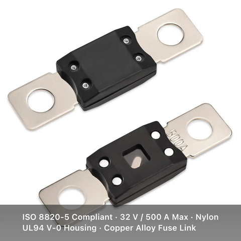 Beefed Up ANM Fuse Holder With 300A Fuse For High Power Inverters And Energy Storage Distribution Blocks, close-up view