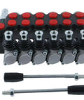 Six Spool Hydraulic Directional Control Valve Open Center 13 GPM 3600 PSI Monoblock Cast Iron With Adjustable Relief Valve