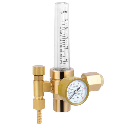 CO2 Gas Regulator With Full Copper Flowmeter For MIG TIG Welding, Adjustable 0 To 25 LPM, CGA-320 Bottle Connection, Durable Welding Gas Regulator Valve For Pro Welders