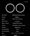 Performance data sheet for Ultra Lightweight Carbon Fiber Road Bike Wheelset with Aero Wave 45/50mm and 60/65mm depths.