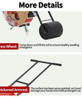 Details of the Manual Garden Seeder Hand Push Walk Behind Planter With 7 Nozzles for precise planting; press wheel and handles shown.