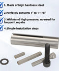 Crank Shaft Adapter From 1 Inch To 1-1/8 Inch Bore With 14 Keyway, 304 Stainless Steel Extension Sleeve For Gas Engine Pulleys