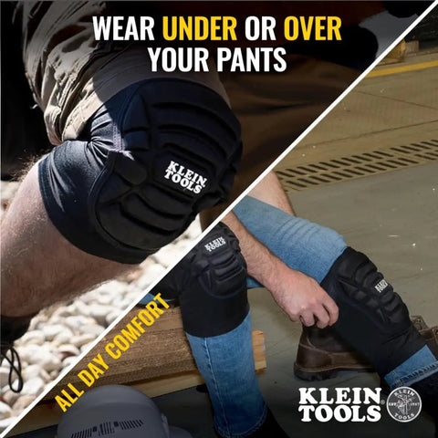 All Day Comfort Lightweight Knee Pads With Padded Sleeves Breathable Mesh Back Elastic Cuff And Slip Resistant Silicone Low Profile Fit For Tight Spaces Worksite Ready Black Medium Large worn under and over pants