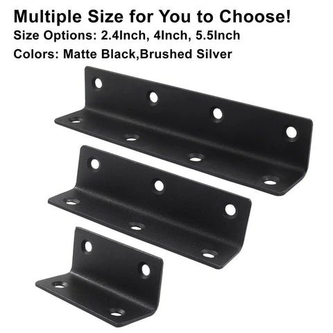 Heavy Duty Stainless Steel Corner Braces L Brackets 4 Pack Black Slick Reinforcement Hardware Built To Last For Diy Woodworking Fits Like A Glove Includes Iron Screws Rock Solid Gear For Furniture And Shelving