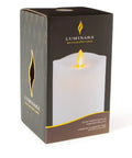 Boxed Flameless Pillar Candle Large 6.5 Inches Unscented With Real Flame Effect Flickering LED Battery Operated Candle Melted Edge