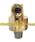 HD40 1.5 inch thread brass rotating joint, front view with threaded port and seal, for hoses and high-pressure use