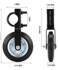 Built Tough 6 Inch Heavy Duty Gate Wheel With Solid Rubber Tire That Won Quit Supporting Up To 500 Lbs On Metal Farm Or Chain Link Fence Fits 1 To 2 Inch Tubes For Relentless Outdoor Duty dimensions with measurements.