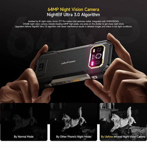Kickass 5G Rugged Champ With Built-In Thermal Scanner And Sharp Night Vision Lens, showcasing 64MP night vision camera features.