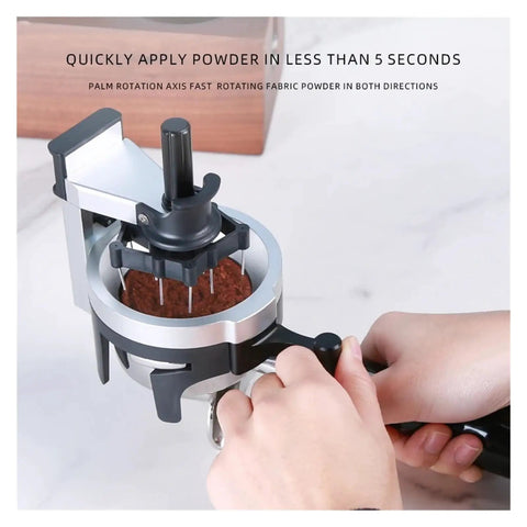 Professional Espresso Distribution Wand Smooth Rotation Coffee Stirrer slays clumps while leveling espresso grounds quickly.