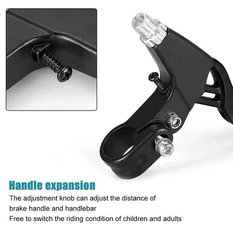 Universal 2.2cm Aluminum Alloy Bicycle Brake Lever, black, showing adjustment knob for handle expansion on V-Brake handlebar.