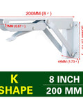 Heavy Duty Triangular Shelf Bracket Set, 2 Pack, Adjustable Wall Mounted Supports, 8 inch foldable stainless steel bracket