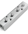 Four Way Pneumatic Manifold Aluminum Alloy Air Distribution Block With G1/2 Inlet Ports And G1/4 Outlets For Air Compressor Systems, Heavy Duty