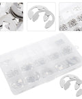 External Snap Ring Assortment Kit Stainless Steel 1.5 to 15 mm Clips 400 Pieces Retaining Ring Hardware for Quick Repairs DIY Friendly Durable Easy Install for Tools Machinery and Automotive Projects, storage case