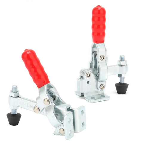 Toggle Clamp With Quick Release For Drill Presses, Vertical Hold Down Clamp For Woodworking Jigs And Fixtures, metal body, red handle