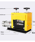 Heavy Duty Fully Automatic Electric Wire Stripper with a protective case, motor, and adjustment screw for efficient cable peeling.