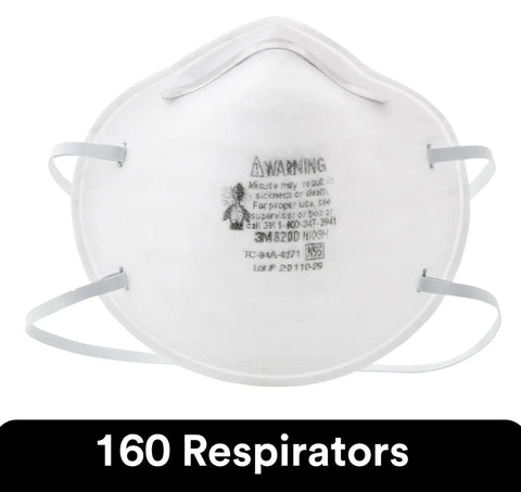 Front view of N95 Particulate Respirator with Adjustable Nose Clip and Two Strap Design Lightweight Disposable Mask, 160 pack