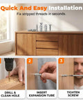 Fix Loose Hinges Quick With 100 Pack Of 6x14mm Door Screw Kit For Cabinet Repair And Stripped Thread Restoration Using Expansion Anchors For Super Secure Stability, 6x14mm metal screws on wood cabinet