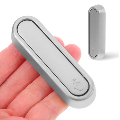 No Sweat Foldable Invisible Wall Hooks Zinc Alloy Storage Hangers 4 Pack in hand, compact size for small spaces.