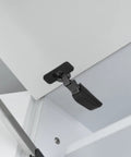 Soft Close Cabinet Hinges Concealed Doors Replacement With Damping Buffer attached to a white cabinet door