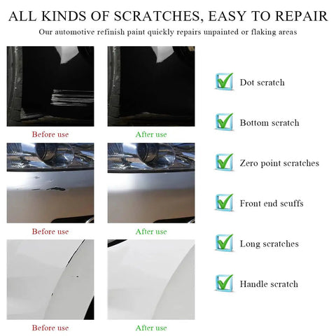Comparison of car scratches before and after using Touch Up Paint Pen For Cars Quick Scratch Repair That Blends With Your Original Finish, Auto Paint Pen For Minor Scratches, Easy Color Match, Universal Car Care Tool In Gray, Fast DIY Auto Body Fix