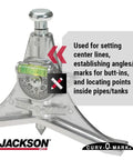 Pipe Marker Centering Tool With Eight Inch Y Type Head showing level and angle guide for welders and fitters