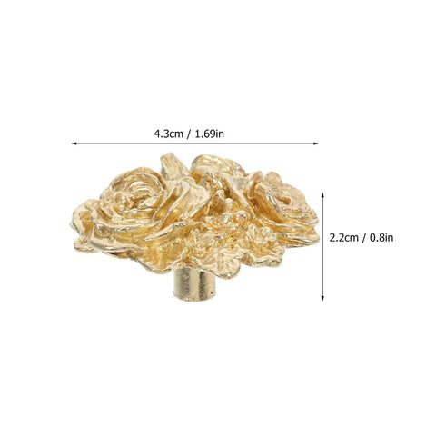 Gold Brass Peony Flower Cabinet Knob in Vintage Copper Finish, 4.3cm wide, floral design for kitchen, bathroom, and bedroom furniture