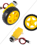 Prewired TT Gear Motor Wheel Kit for RC Cars and Robots, 69mm plastic tires, dual shaft gearbox, 4-pack, 3V to 12V DC