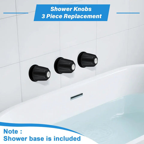 Matte Black Metal Shower Knob Set 3 Piece Replacement for Verve Tub and Shower Handle Hot Cold Diverter Knob 12 Point Broach