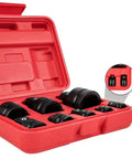 8 Piece Impact Socket Adapter Set With V Wrench Reducers Drive Converter Kit in open red case showing adapters with secure detent lock