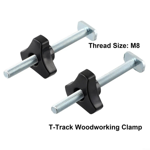 Pro M8 Star Handle T Track Knob Kit With Bolts For Woodworking Jigs Fixtures And Router Table Accessories Super Grippy Black Plastic Clamps Secure Your Stops Like A Boss. M8 T-track clamp with bolts, black plastic star knobs