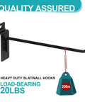 Built Tough Heavy Duty Slatwall Hooks Pack Of 50, 8 Inch Black Slatwall Accessories with load-bearing 20lbs capacity