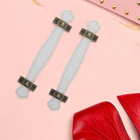 Slick Vintage Zinc Alloy Cabinet Pulls With White PU Leather Grip, 2 Pack on pink background
