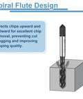 Heavy Duty Spiral Flute Thread Tap 10-32 UNF With H2 Precision for smooth right hand cutting demonstrating chip removal.