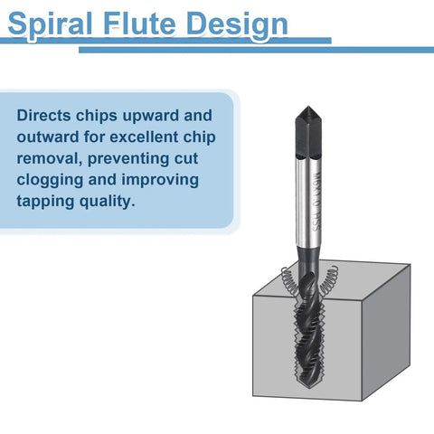 Heavy Duty Spiral Flute Thread Tap 10-32 UNF With H2 Precision for smooth right hand cutting demonstrating chip removal.