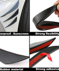 12 Piece Universal Car Spoiler Canards Kit With Front Bumper Lip Splitter Exterior Soft Rubber Fins Spoilers Anti Collision Strip Decals For Your Ride Vehicle Body Decoration Carbon Fiber Black showing details like flexibility and adhesive quality