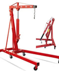 2 Ton Foldable Engine Hoist Cherry Picker For Auto Repair And Garage Work Heavy Duty Hydraulic Lift With Telescopic Boom 4400 Lb Capacity 6 Swivel Casters Portable Shop Crane