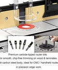 Five Piece Top Bearing Flush Trim Router Bit Set With Carbide Tipped 1/4 Inch Shank For Pattern And Template Routing