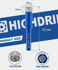 5 Pack 14mm Diamond Tile Drill Bits With Hex Shank For Porcelain Ceramic Marble Granite And Other Hard Materials Vacuum Brazed Core Bits 80mm Length No Slip Hex Shank Clean Fast Drilling For Electric Drills