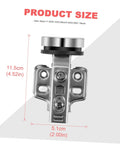 Two Piece Hydraulic Glass Door Hinges Thickened Heavy Duty Silent Hidden Cabinet Hinges with size dimensions shown