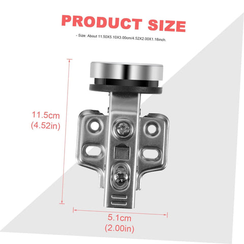 Two Piece Hydraulic Glass Door Hinges Thickened Heavy Duty Silent Hidden Cabinet Hinges with size dimensions shown