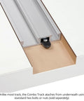 Rock Solid Aluminum Combo T Track 48 Inch Miter Channel showing installation detail with hex bolt fitting on work surface.