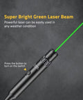 Laser Bore Sight Kit With 32 Adapters For 0.17 To 12 GA Calibers showing bright green laser and easy button switch