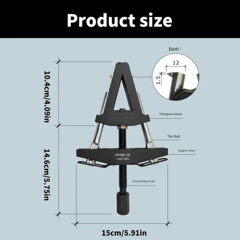 Product size of Pro Level Motorcycle Steering Column Race Puller Tapered Bearing Complete Disassembly Kit Heavy Duty Metal Hand Tool Real Talk Gear For Car Shop Mechanics And DIY Crews Who Want To Fix It Up Good And Make That Engine Sing Again, 15x14.6cm